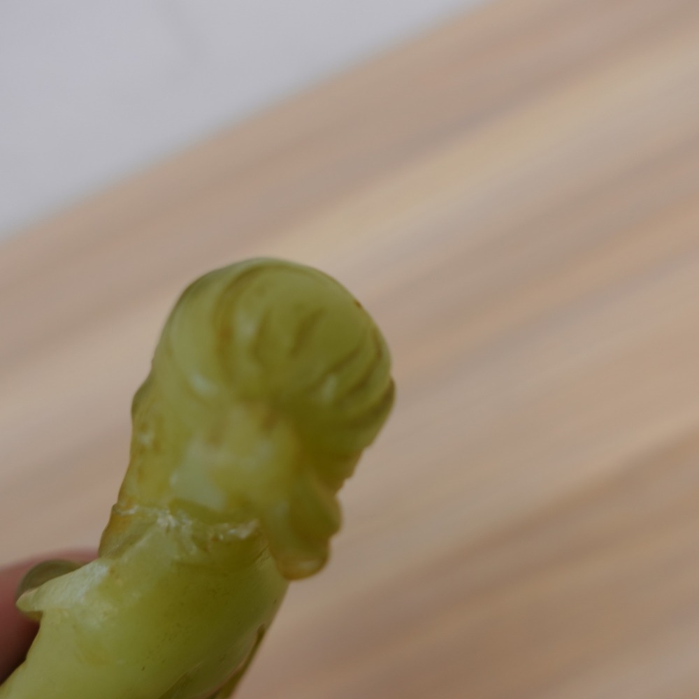 Vintage Chinese Immortal Wise Man Figurine Serpentine Jade Green Hand Carve Art - Picture 11 of 13